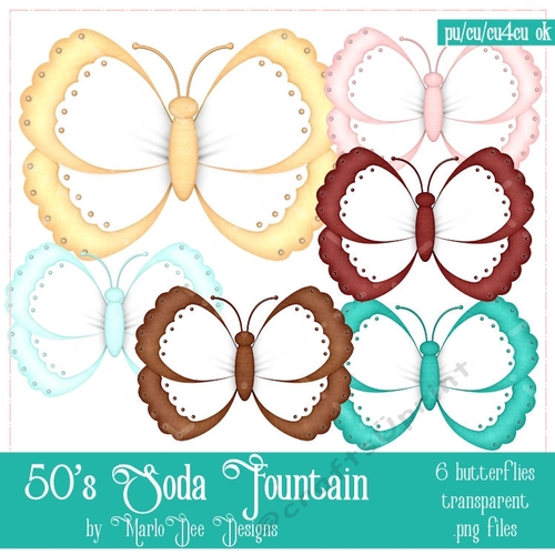 50s Soda Fountain Colors Butterfly Graphics
