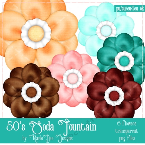 50s Soda Fountain Colors Flower Graphics