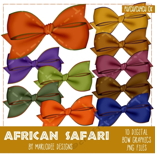 African Safari Colors Digital Bows package 1