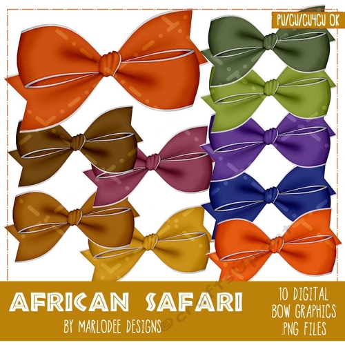 African Safari Colors Digital Bows package 2