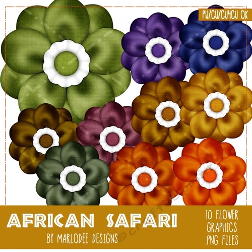 African Safari Colors Flower Graphics 