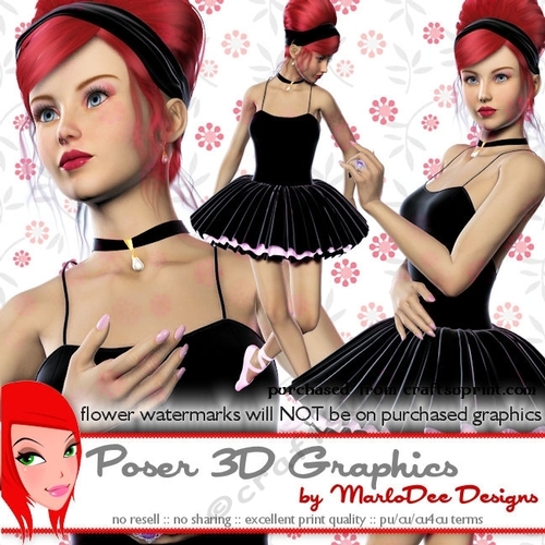 Beautiful Ballerina Dancer in Black Color Dress Poser Graphics