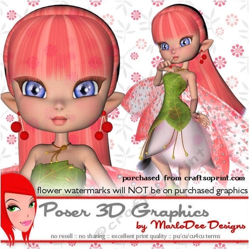 Cute Cookie Character Cherry Blossom Fairy Poser Graphics