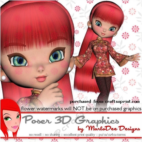 Cute Cookie Character China Girl Poser Graphics package 3