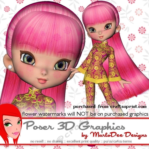 Cute Cookie Character China Girl Poser Graphics package 6