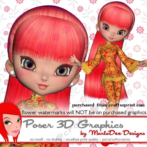 Cute Cookie Character China Girl Poser Graphics package 7