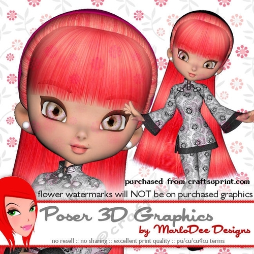 Cute Cookie Character China Girl Poser Graphics package 8