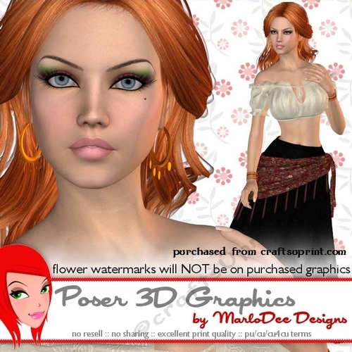 Copper Hair Gypsy Woman Poser Graphics 