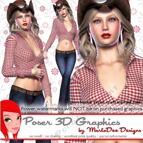 Country Western Cowgirl Poser Graphics package 1