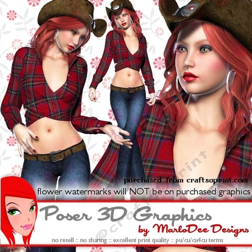 Country Western Cowgirl Poser Graphics package 2