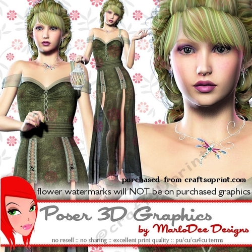 Olive Green Fantasy Female Elf Poser Graphics 