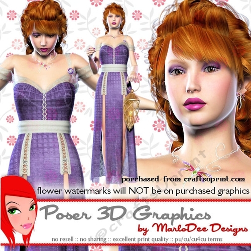 Beautiful Female Elf in Purple Dress Poser Graphics 