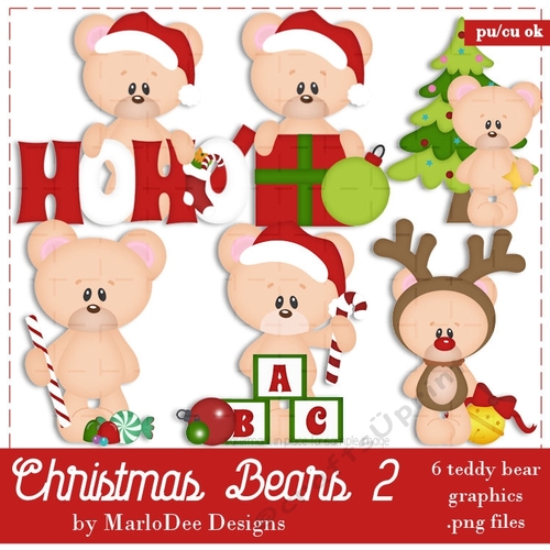 Christmas 2 - Marshmallow Teddy Bears Clip Art Graphics