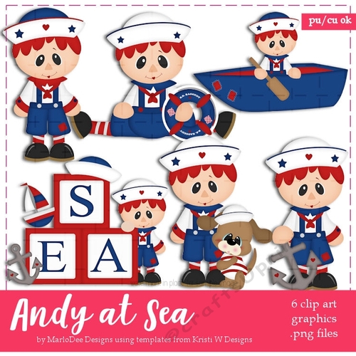 Raggedy Andy at Sea Clip Art Graphics