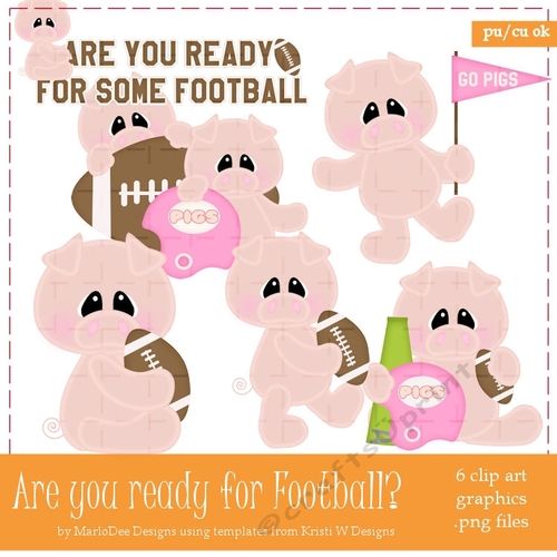 Are you Ready for Some Football? Pig Clip Art Graphics