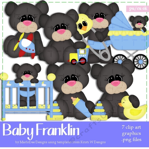 Black Bear Baby Franklin Clip Art Graphics