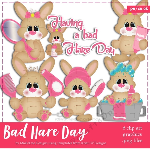 Bad Hare Day Bunny Clip Art Graphics