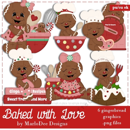 Baked with Love Gingers Clip Art Graphics