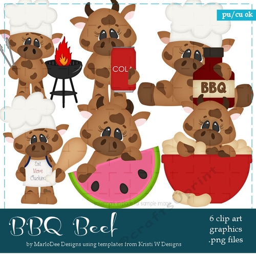 BBQ Beef Cows Clip Art Graphics