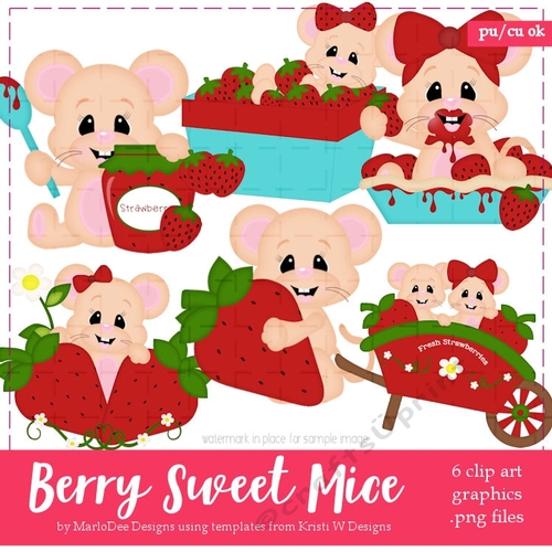 Berry Sweet - Mice Clip Art Graphics