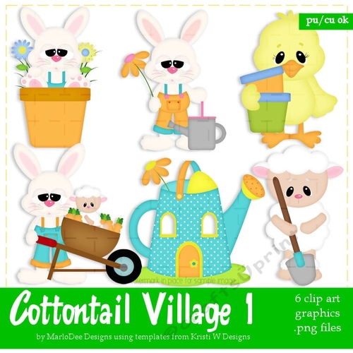 Cottontail Village Characters Easter Clip Art