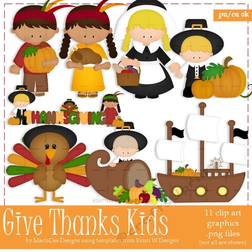 Give Thanks Thanksgiving Clip Art set 1 
