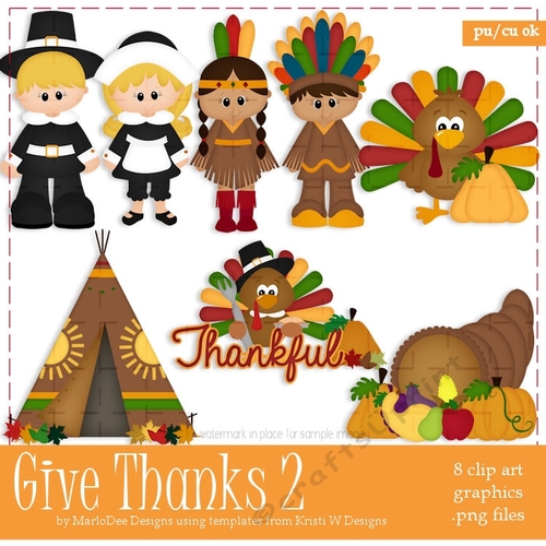 Give Thanks Thanksgiving Clip Art set 2