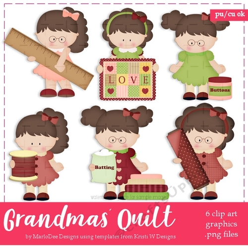 Grandmas Quilt Girls Clip Art