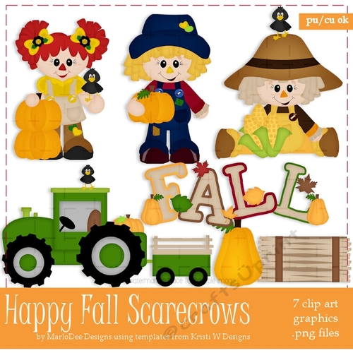 Happy Fall Scarecrows Clip Art
