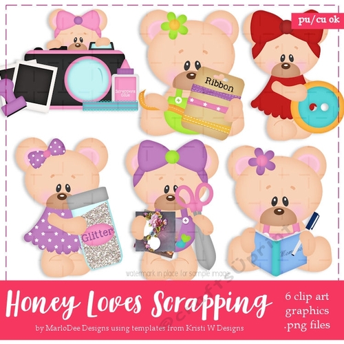 Loves Scrapbooking - Honey Teddy Bear Clip Art Graphics