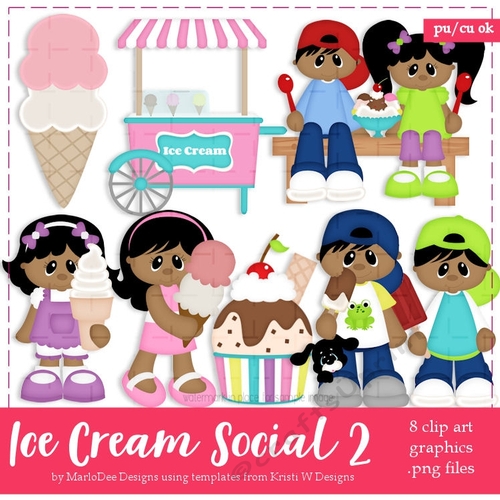 Ice Cream Social Children Clip Art set 2