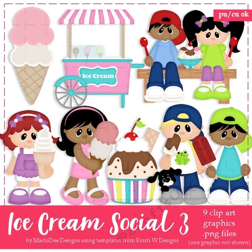 Ice Cream Social Children Clip Art set 3
