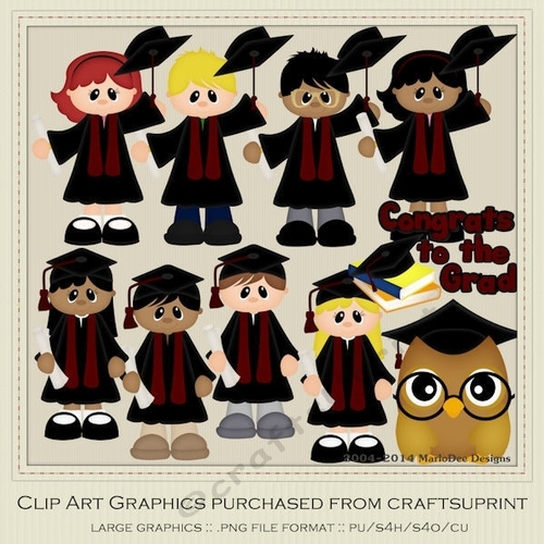 I Did It Black & Dark Red Gowns - Graduation Clip Art