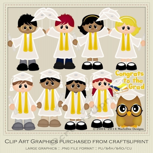 I Did It White & Golden Gowns - Graduation Clip Art