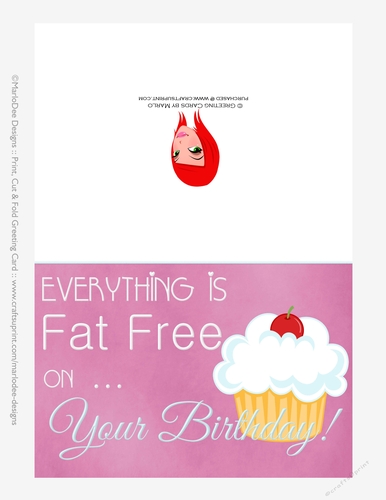 Cupcake Funny Birthday Card - 5x7 Cut & Fold Birthday Card d1 {CU OK}