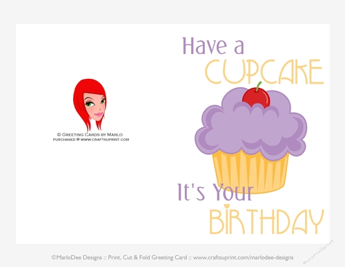 Have a Cupcake Its Your Birthday 5x7 Purple Cupcake Card