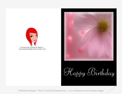 Pretty Pink Gerbera Flower Birthday 5x7 Print Cut & Fold Card {CU OK}
