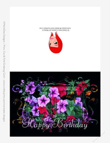 Pretty Petunia Flowers Birthday 5x7 Print Cut & Fold Greeting Card {CU OK}