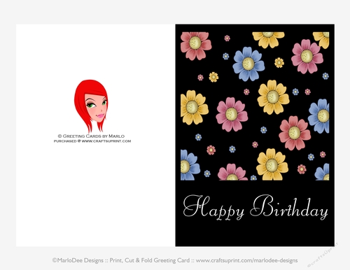 Little Flowers 5x7 Happy Birthday Card {CU OK}
