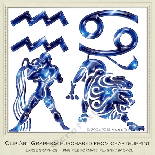 Astrology Zodiac Shapes & Symbol Graphics - Blue set 1