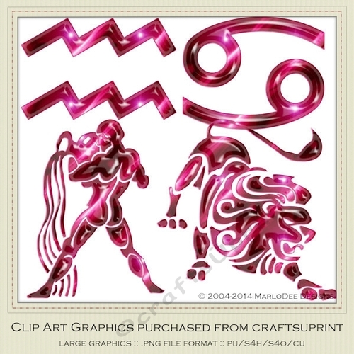 Astrology Zodiac Shapes & Symbol Graphics - Pink set 1