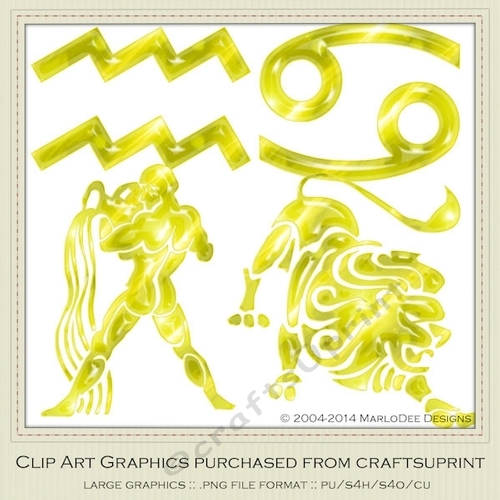 Astrology Zodiac Shapes & Symbol Graphics - Yellow set 1