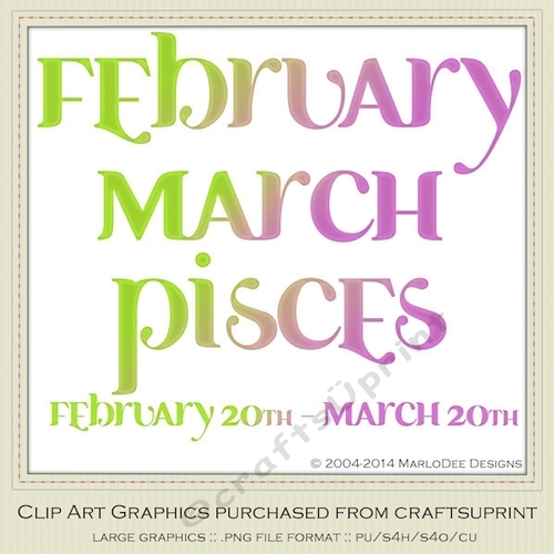 Astrology Zodiac Months & Dates Word Art Graphics - Mix Colors set 1