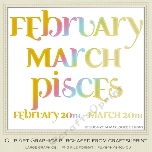 Astrology Zodiac Months & Dates Word Art Graphics - Mix Colors set 3