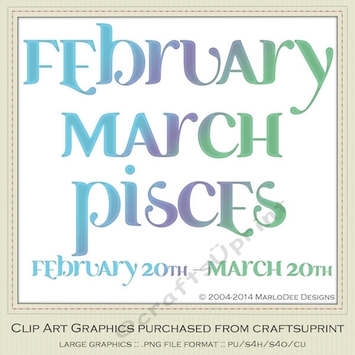 Astrology Zodiac Months & Dates Word Art Graphics - Mix Colors set 4