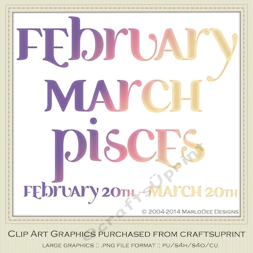 Astrology Zodiac Months & Dates Word Art Graphics - Mix Colors set 5