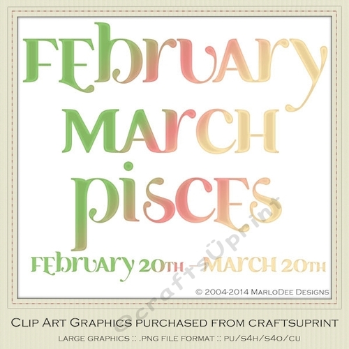 Astrology Zodiac Months & Dates Word Art Graphics - Mix Colors set 6