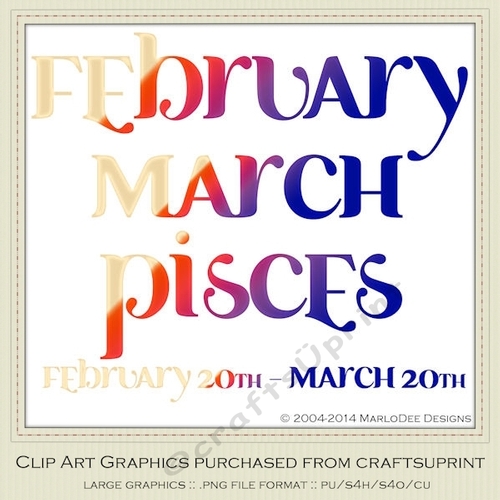 Astrology Zodiac Months & Dates Word Art Graphics - Mix Colors set 8
