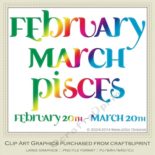 Astrology Zodiac Months & Dates Word Art Graphics - Mix Colors set 9