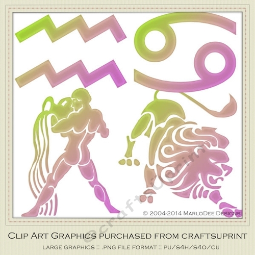 Astrology Zodiac Shapes & Symbol Graphics - Multi Colors set 1